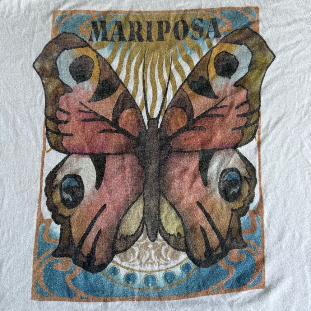 Mighty Fine White Tee with Multicolor Butterfly Print - Picture 3 of 5